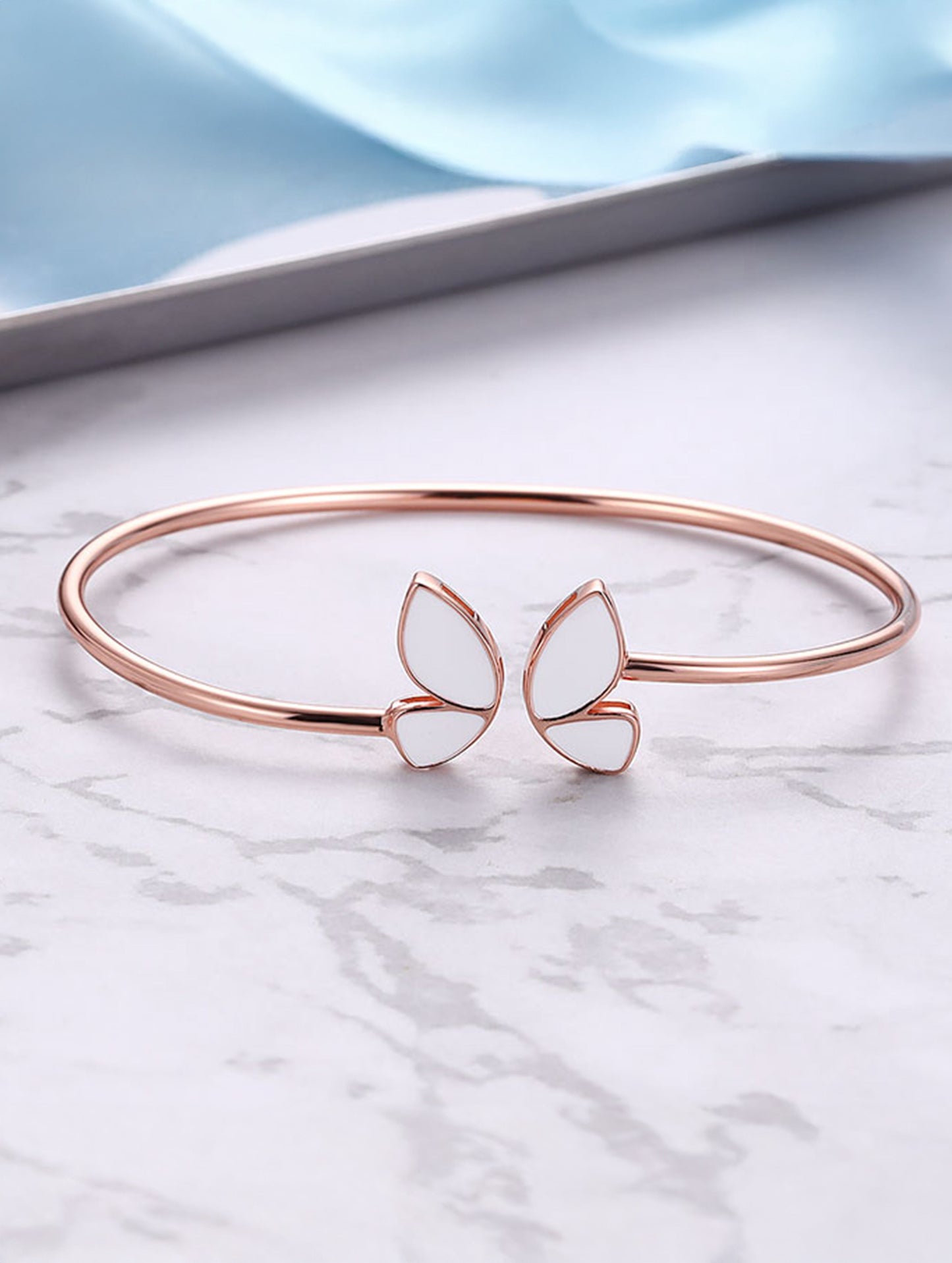 Whispers of Nature: Rose Gold Butterfly Bracelet (ID: 15024)