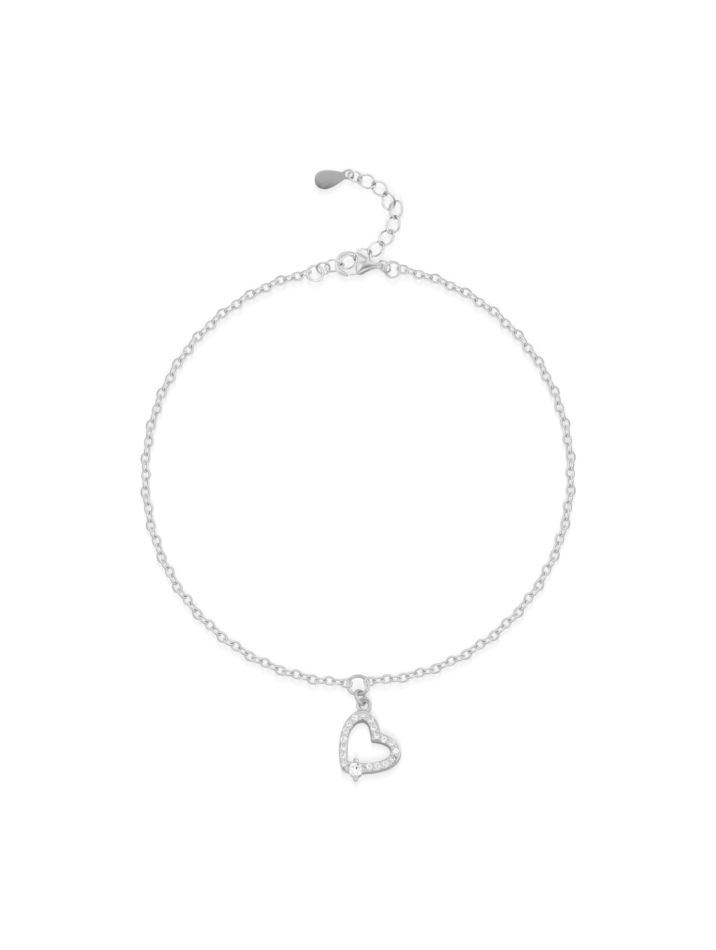Sterling Silver Tilt Heart Bracelet (ID: 12940)
