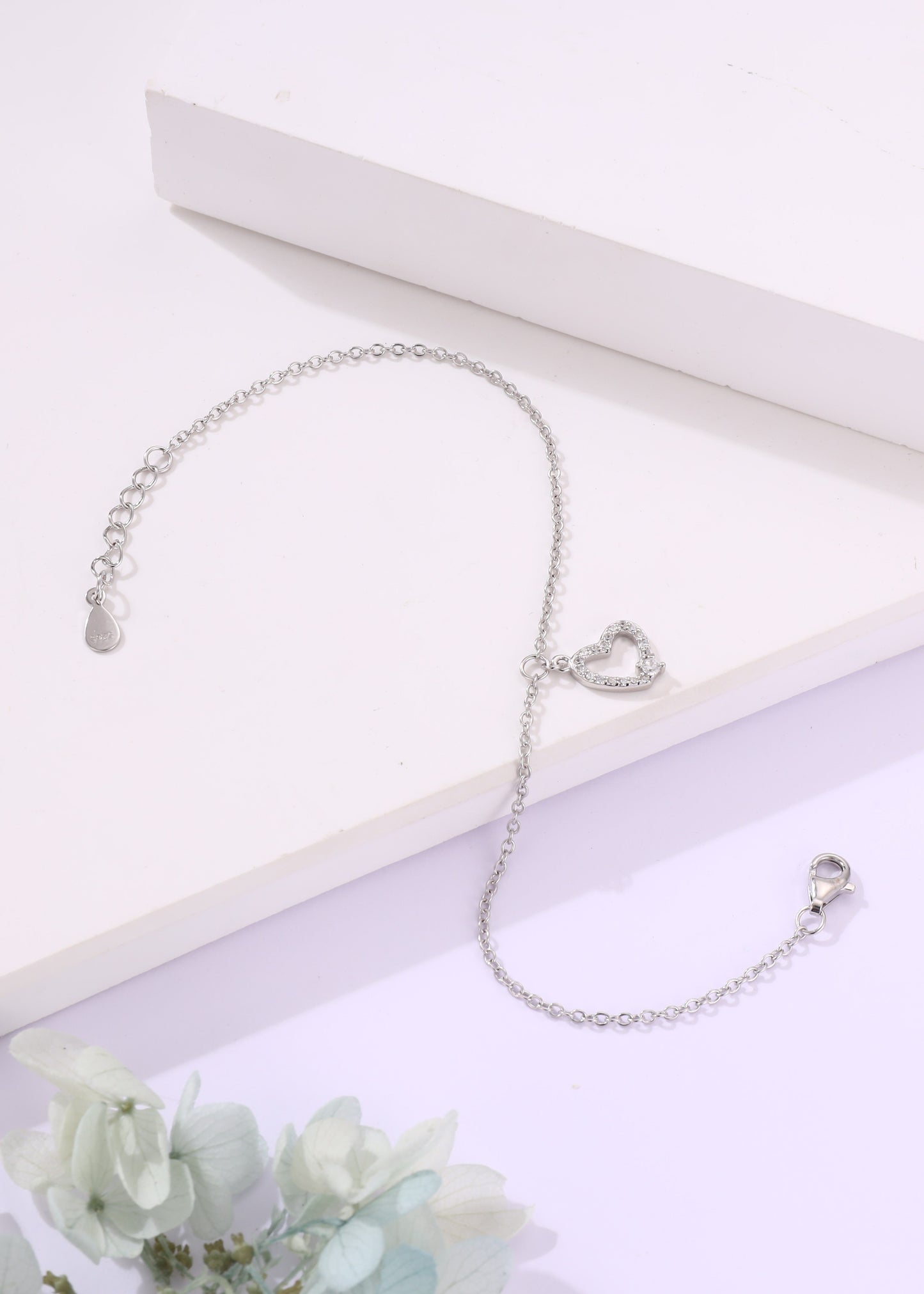 Sterling Silver Tilt Heart Bracelet (ID: 12940)