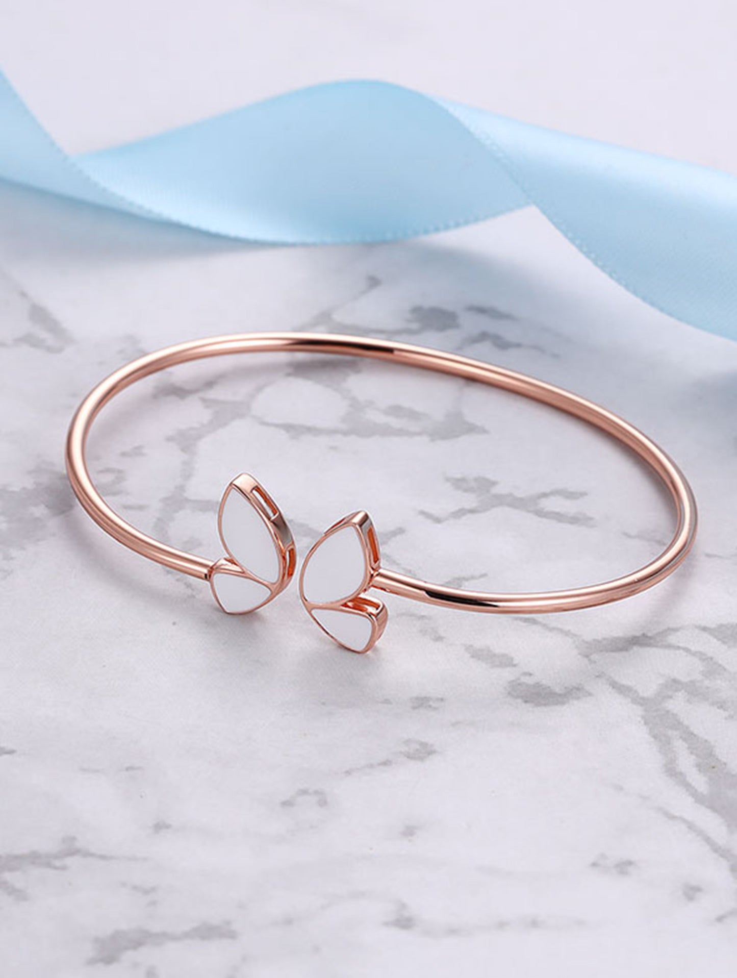 Whispers of Nature: Rose Gold Butterfly Bracelet (ID: 15024)