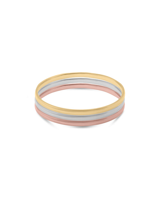 Trinity Radiance Bangles – Silver, Rose Gold & Gold Tones (ID:2232)