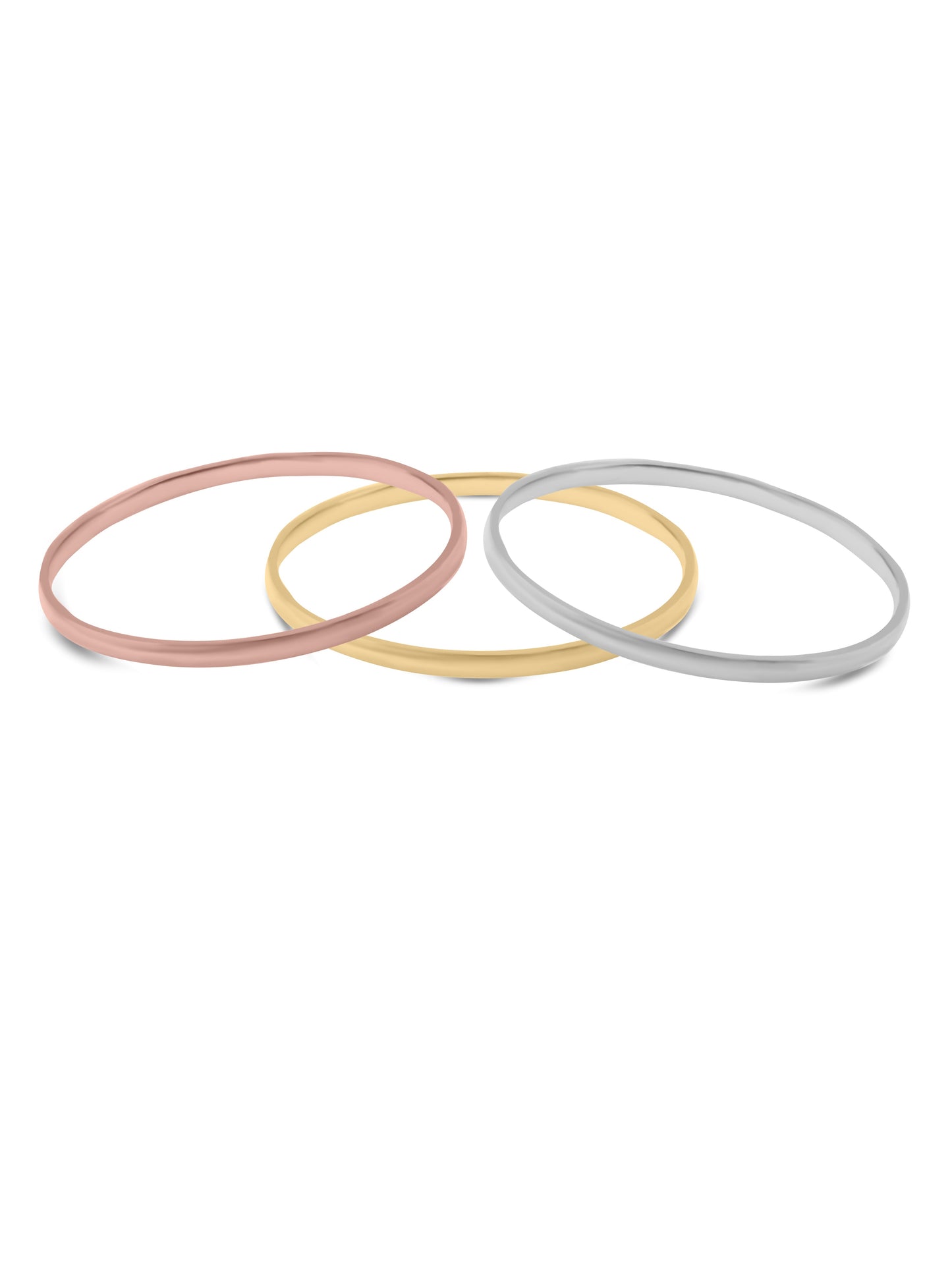 Trinity Radiance Bangles – Silver, Rose Gold & Gold Tones (ID:2232)