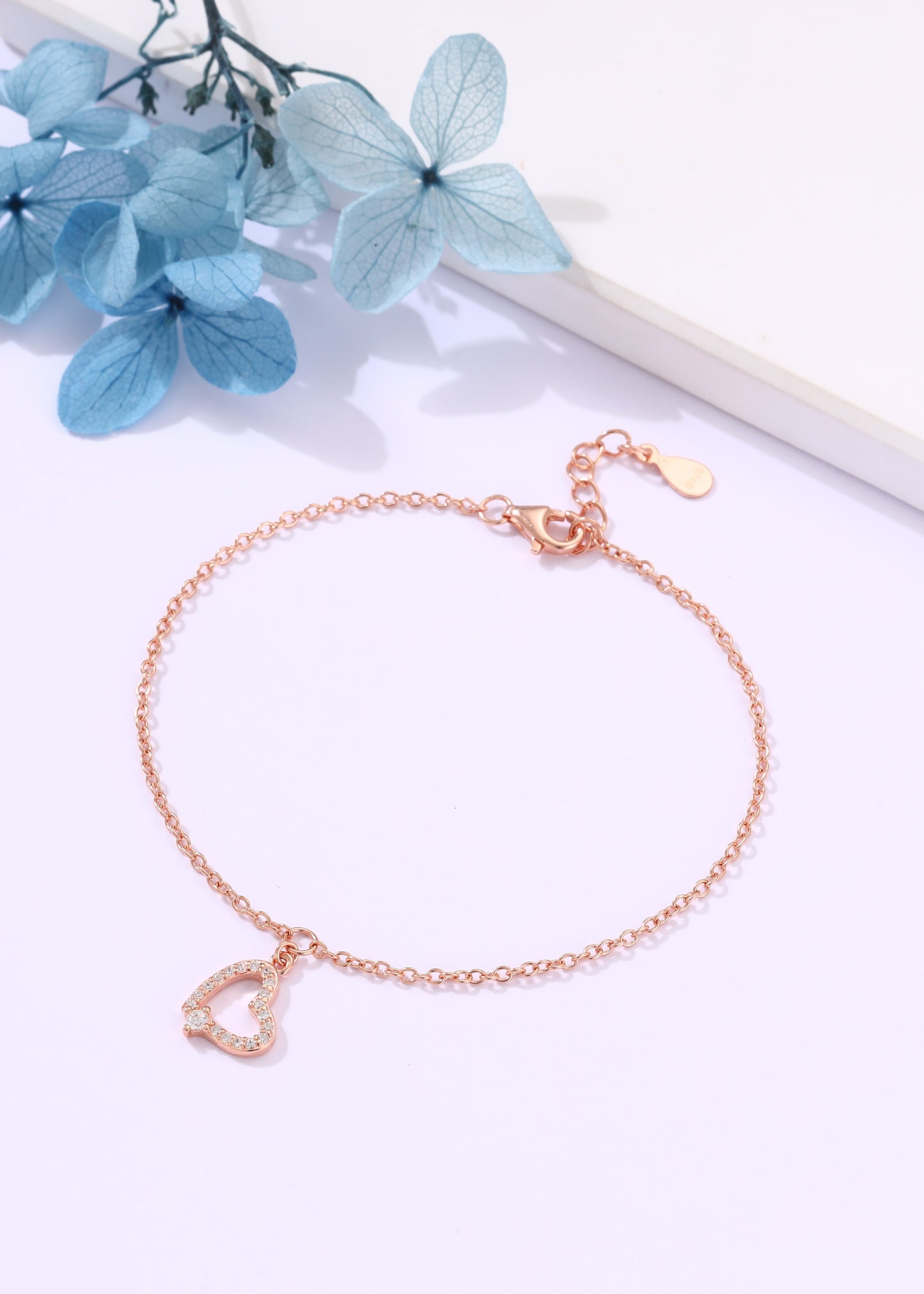 Sterling Silver Tilt Heart Bracelet (ID: 12940)