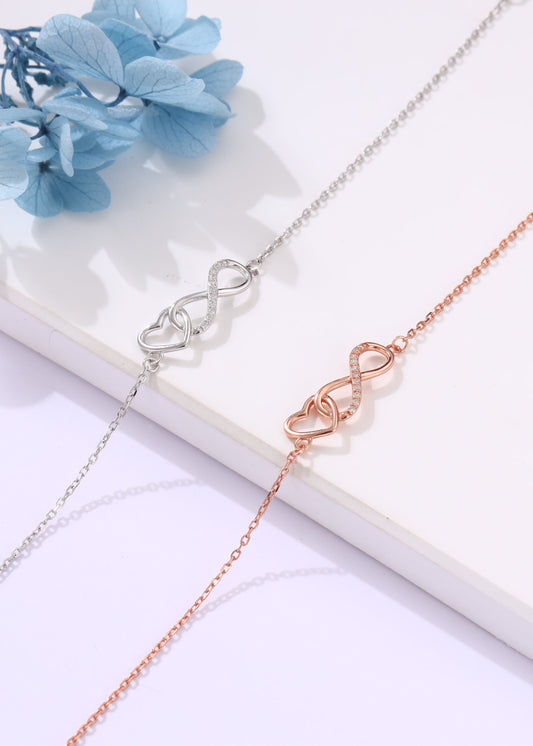 Infinity & Heart Sterling Silver Bracelet (ID: 12693)