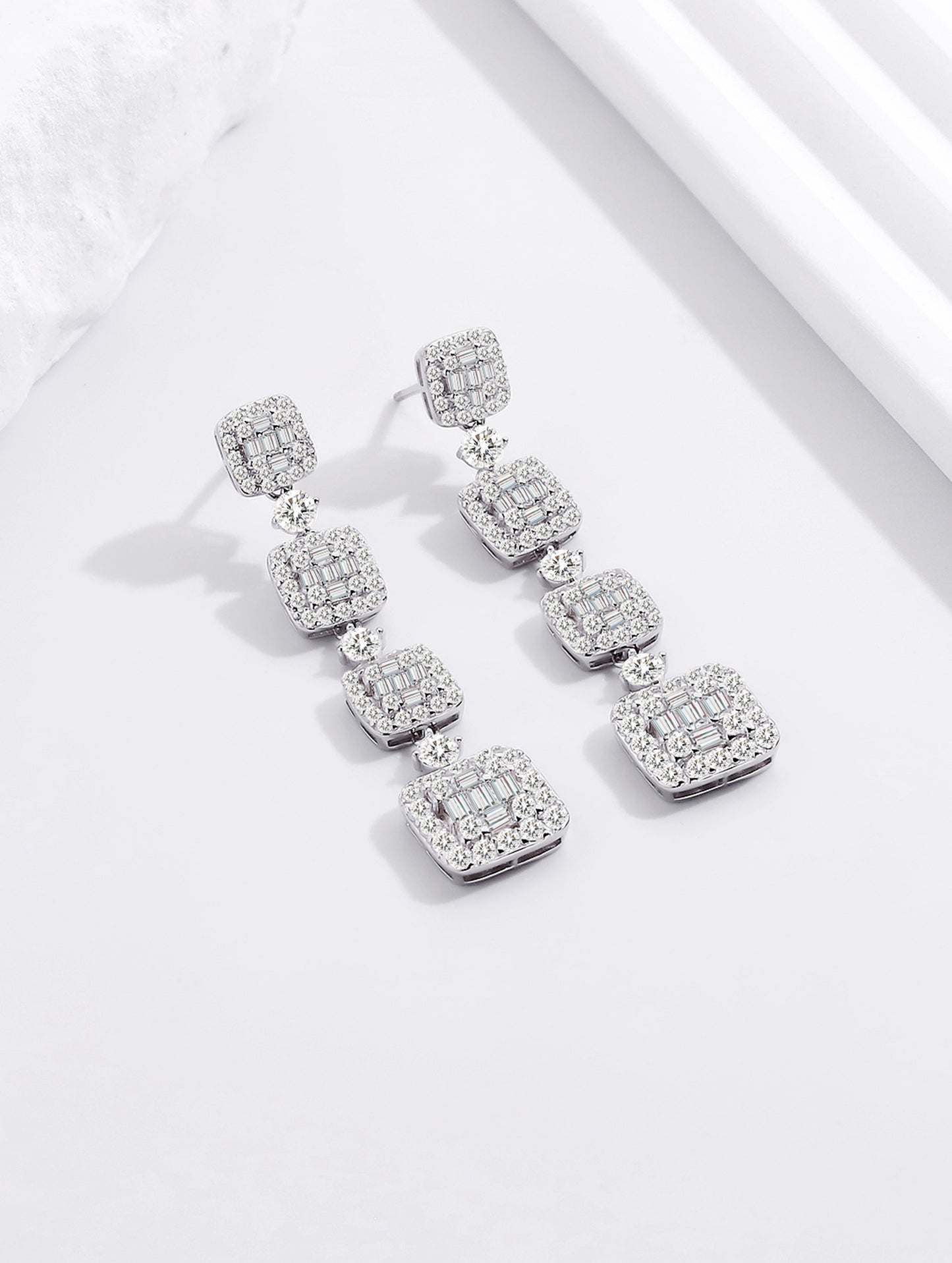 Elegant Square-Cut Zircon Drop Earrings (ID: 1247)