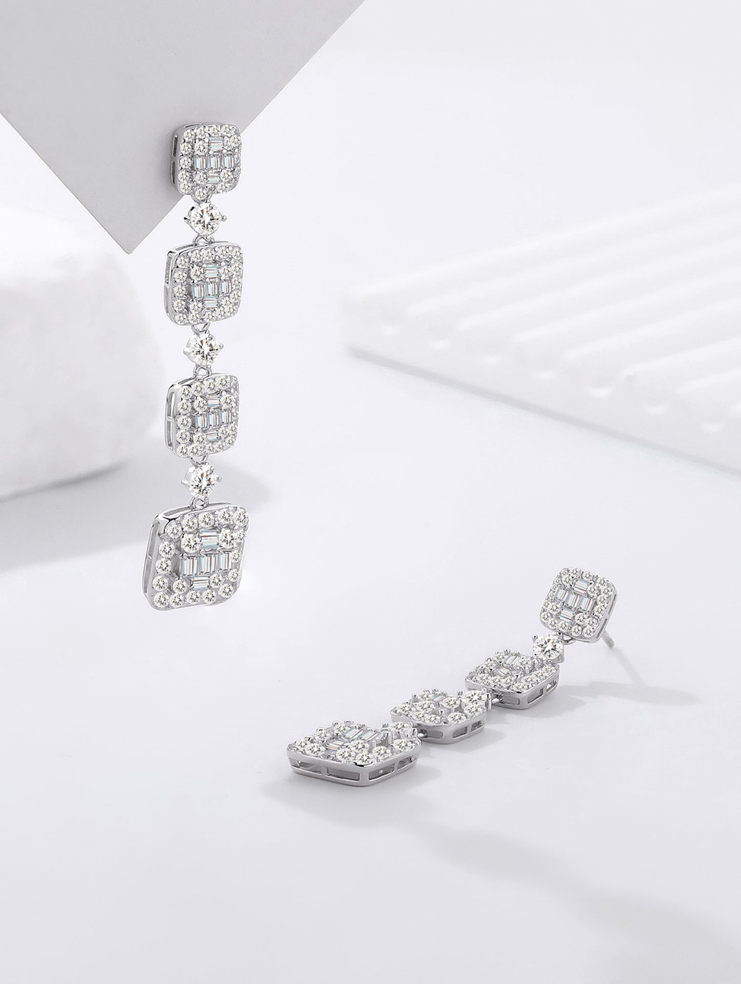 Elegant Square-Cut Zircon Drop Earrings (ID: 1247)