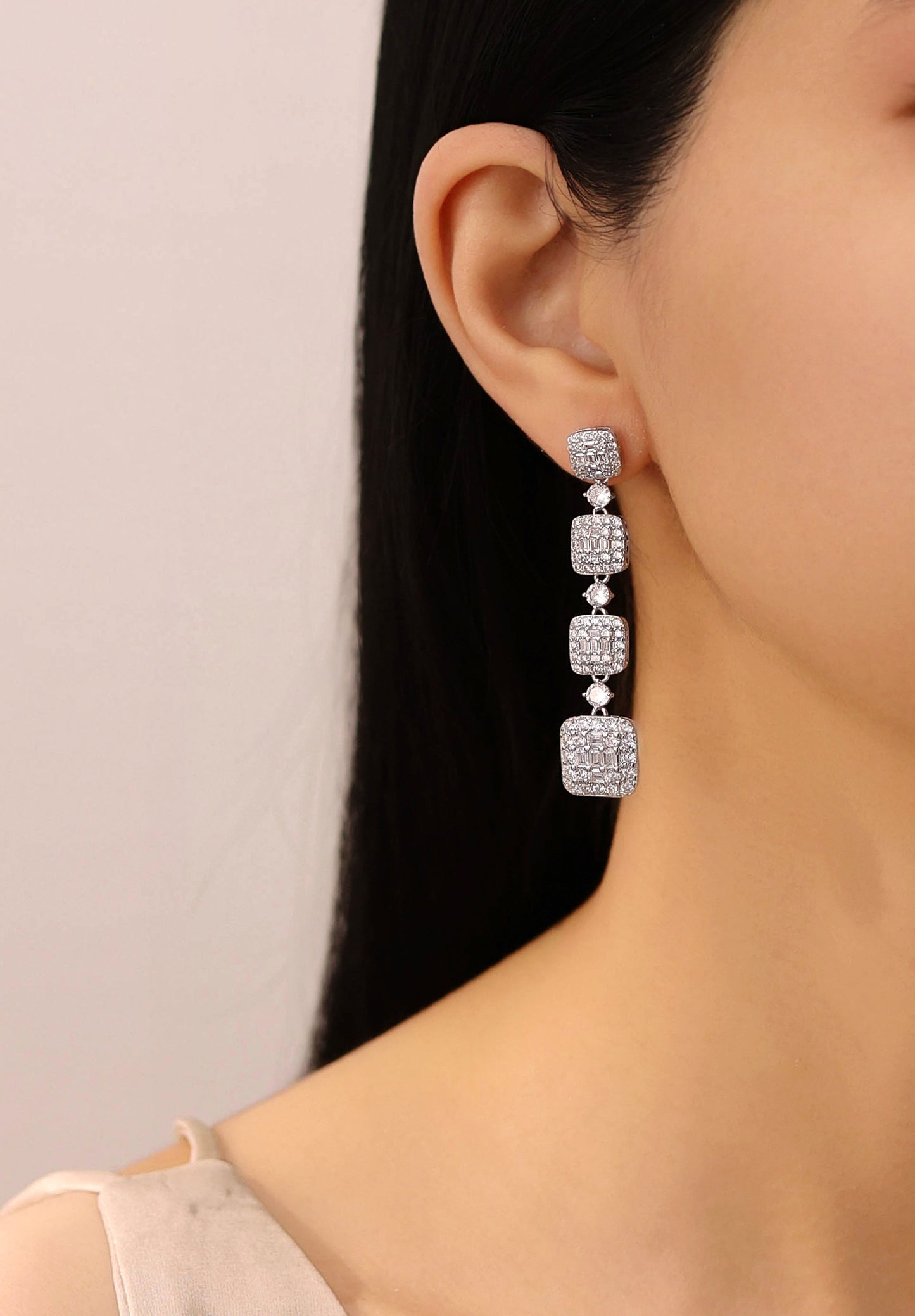 Elegant Square-Cut Zircon Drop Earrings (ID: 1247)
