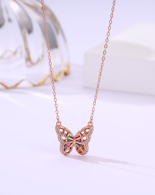 Celeste Butterfly Necklace with Swarovski & Multicolor Stones (ID:15159)
