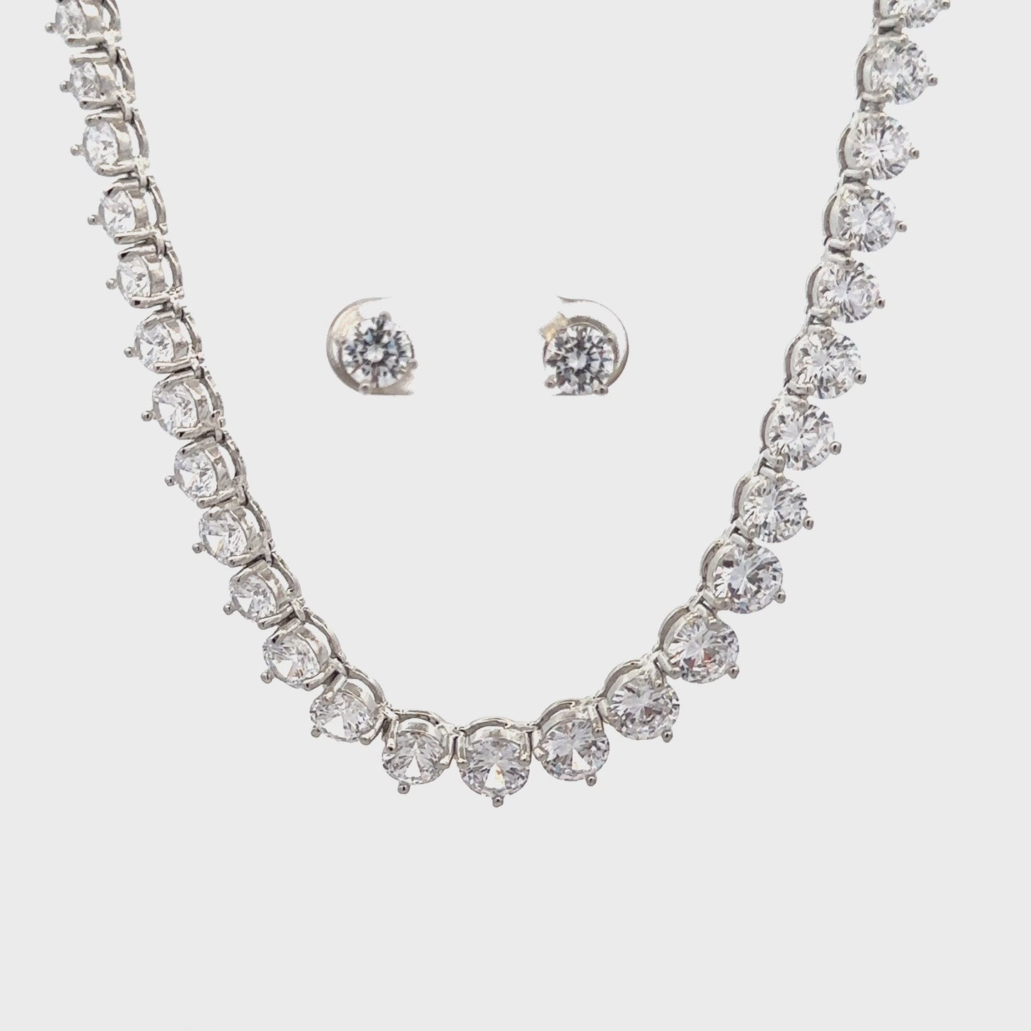 Timeless Sparkle Swarovski Solitaire Necklace Set (Necklace +Earring) (ID:2223)